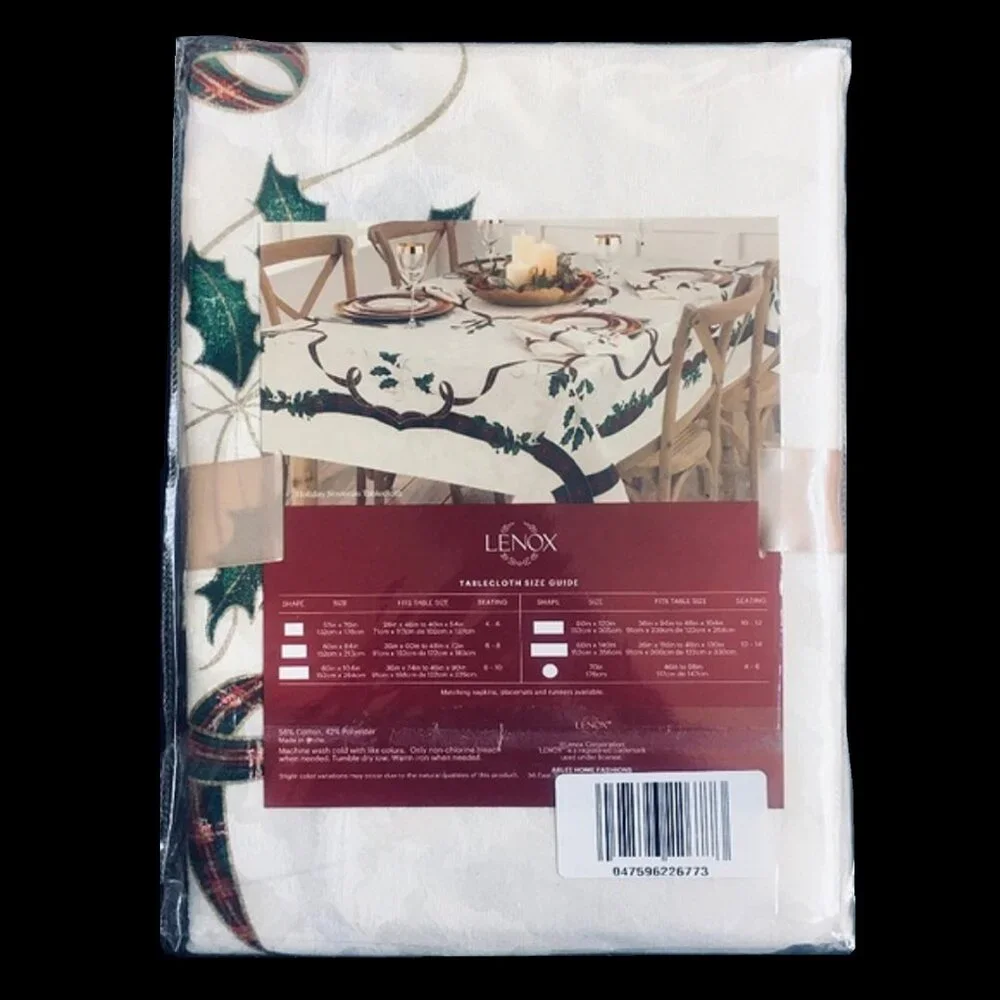 new LENOX 60x140 inch Christmas Holiday Nouveau Tablecloth (seats 12 to 14)